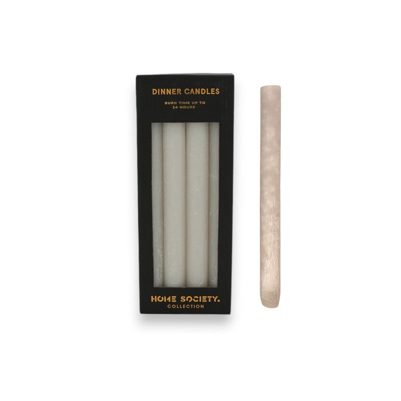 Rustic Dinner Candle L greige 4 Stück