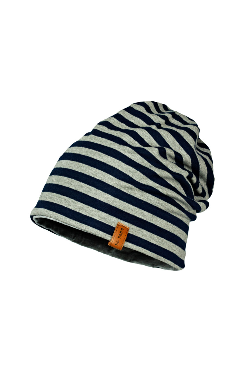 Jersey Wende Beanie Streifen navy/grey