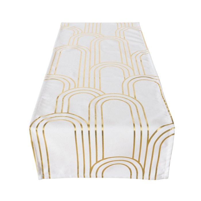 Tischläufer Bogan weiß/gold Design 1