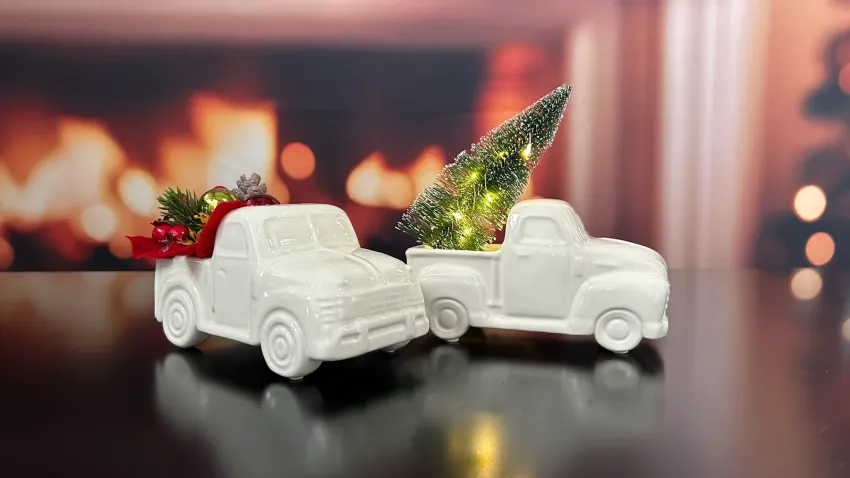 Deko Van Presente mit Baum LED cremeweiß