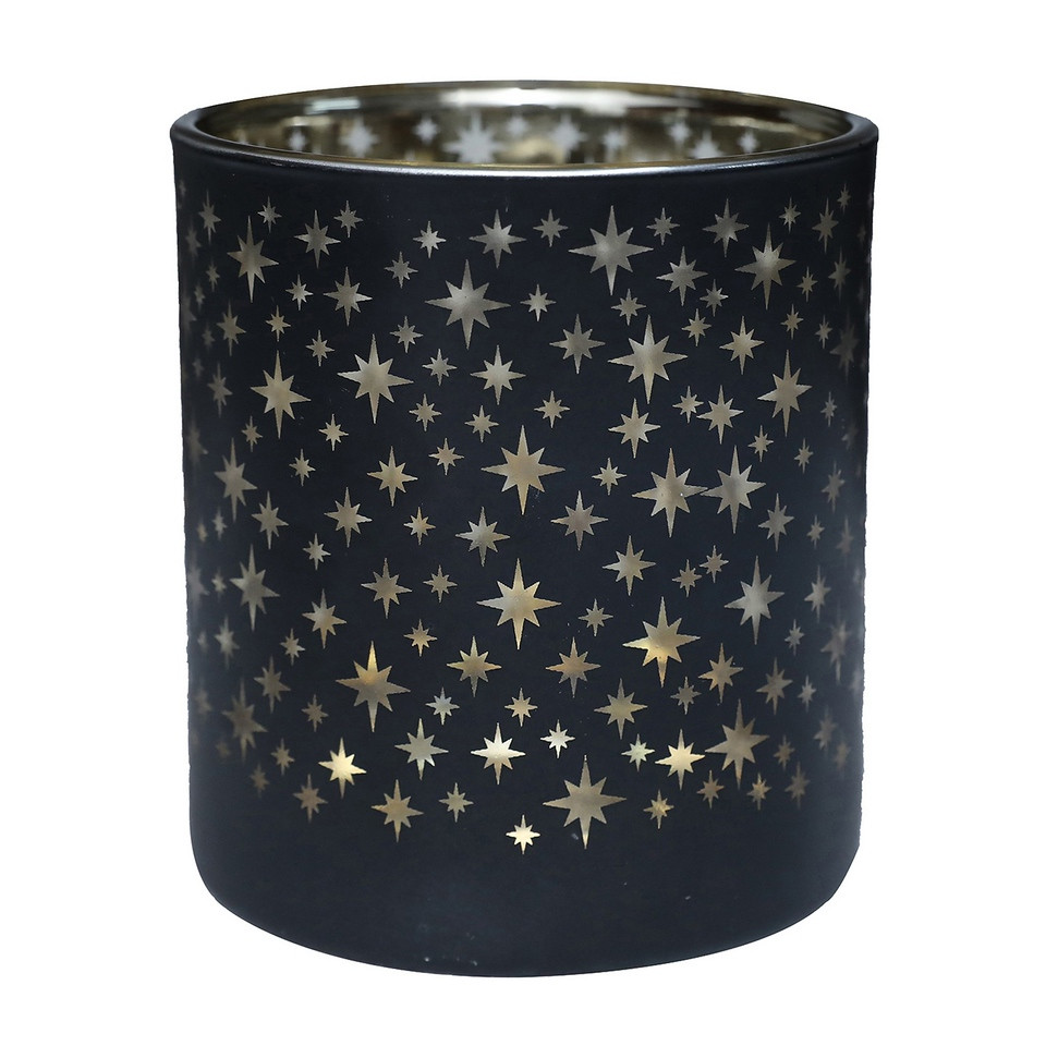 Windlicht Stars schwarz 13cm
