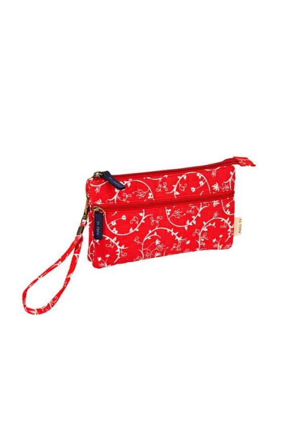 Patchwork Täschchen Blossoms rot 100