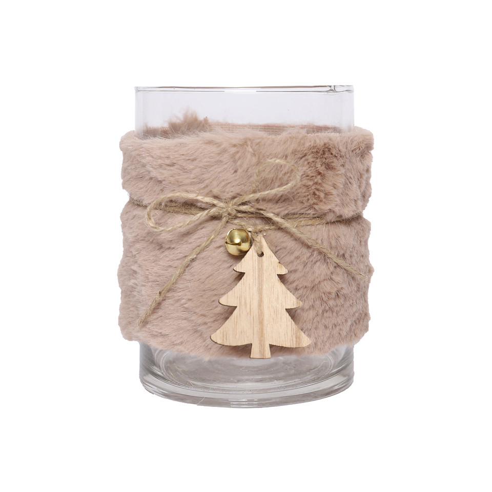 Teelichthalter Fell braun 13cm