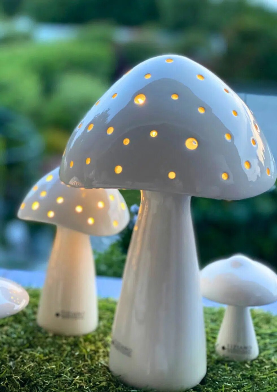 LED Pilz Niara 20cm cremeweiß