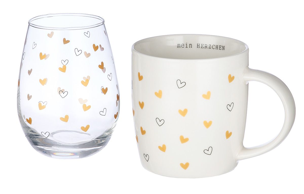 2er Set Tasse und Glas "Mein Herzchen"