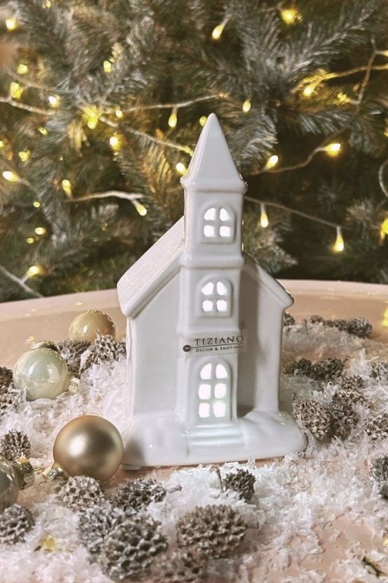 Kirche Novella 13,5cm LED cremeweiß Porzellan