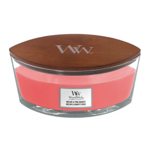 Woodwick Melon and Pink Quartz Ellipse Candle