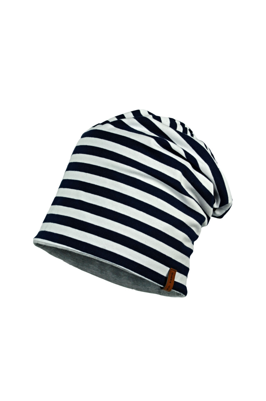 Jersey Wende Beanie Streifen navy