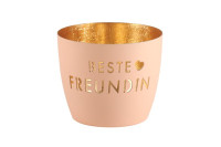 Madras Windlicht M Beste Freundin pastellorange/gold